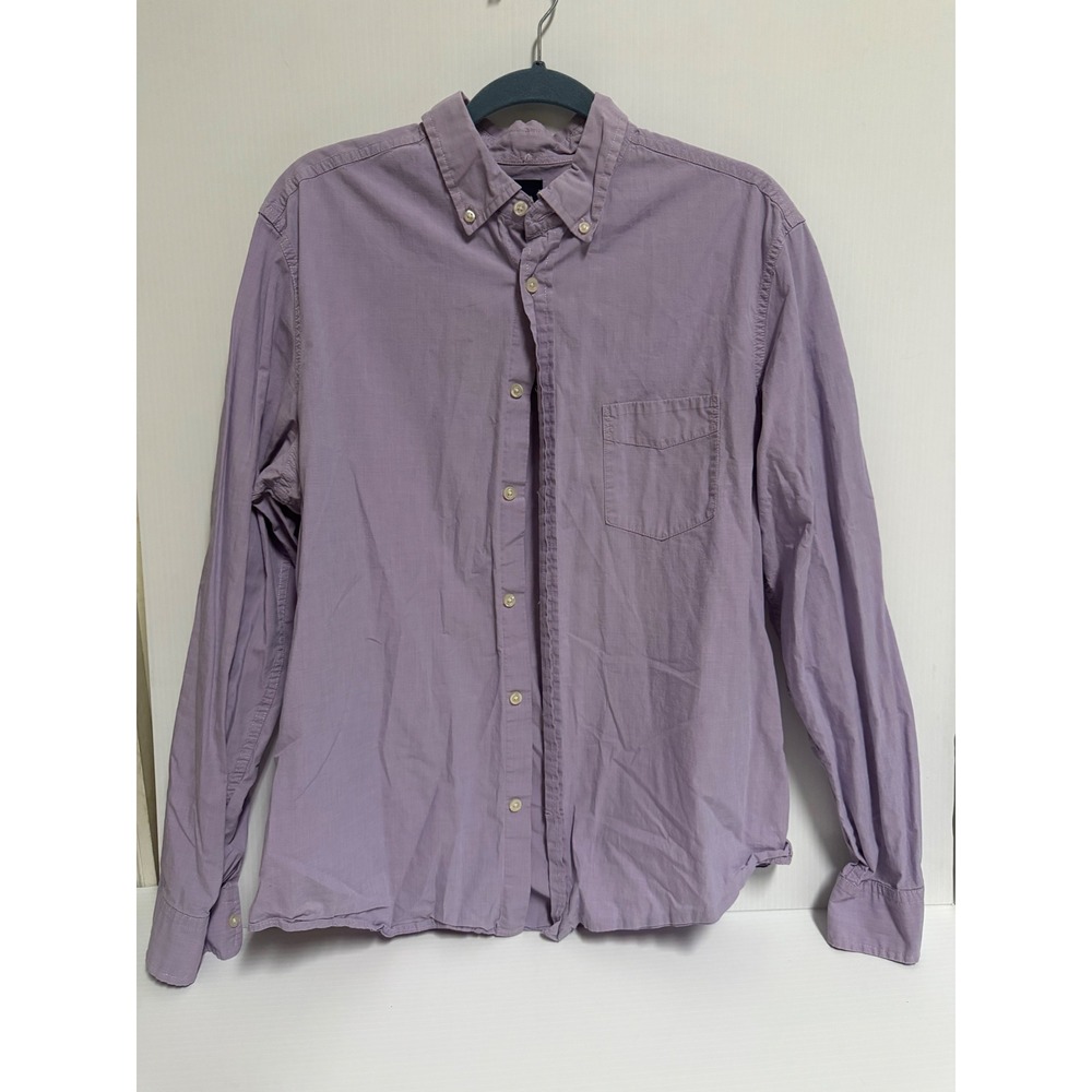 Gap Mens Purple Long Sleeve Button Down Shirt Large Lavender Cotton Pocket Top